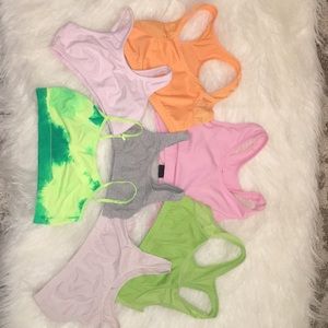 A lot of small to medium sports bras